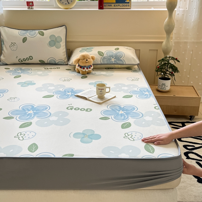 91家纺网 家纺一手货源 找家纺 （总）梵克保罗 2025新款春夏PE提花凉感丝冰丝床笠款凉席