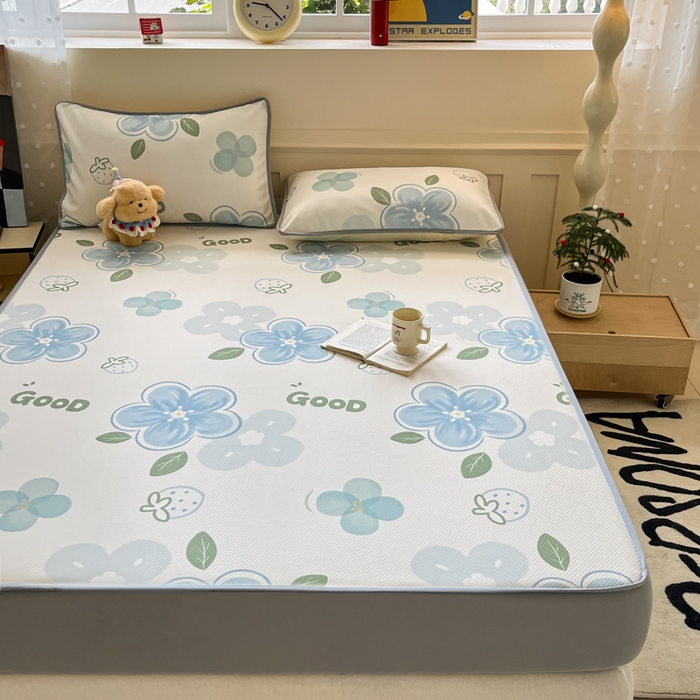 91家纺网 家纺一手货源 找家纺 （总）梵克保罗 2025新款春夏PE提花凉感丝冰丝床笠款凉席