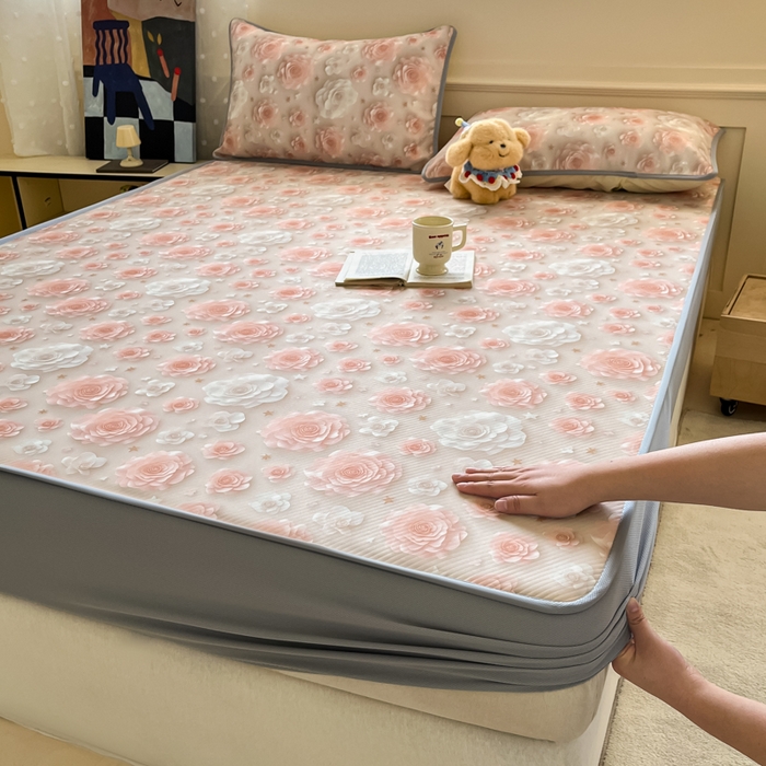 91家纺网 家纺一手货源 找家纺 （总）梵克保罗 2025新款春夏PE提花凉感丝冰丝床笠款凉席