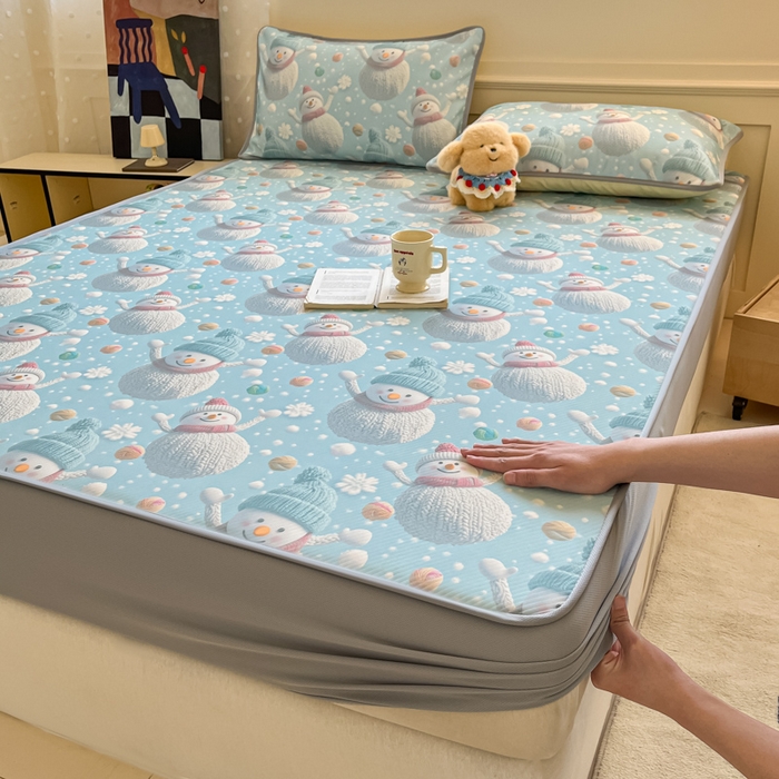 91家纺网 家纺一手货源 找家纺 （总）梵克保罗 2025新款春夏PE提花凉感丝冰丝床笠款凉席