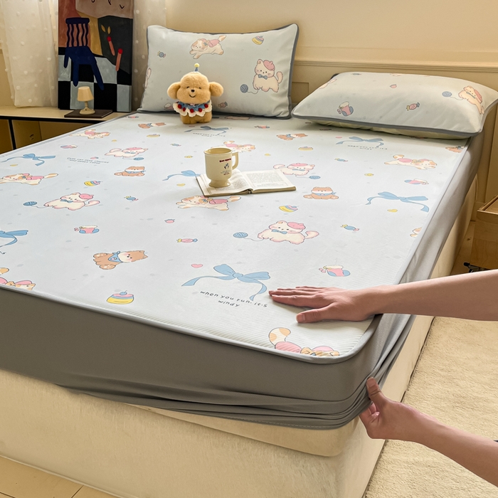 91家纺网 家纺一手货源 找家纺 （总）梵克保罗 2025新款春夏PE提花凉感丝冰丝床笠款凉席