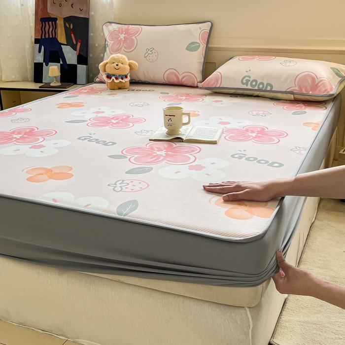 91家纺网 家纺一手货源 找家纺 （总）梵克保罗 2025新款春夏PE提花凉感丝冰丝床笠款凉席