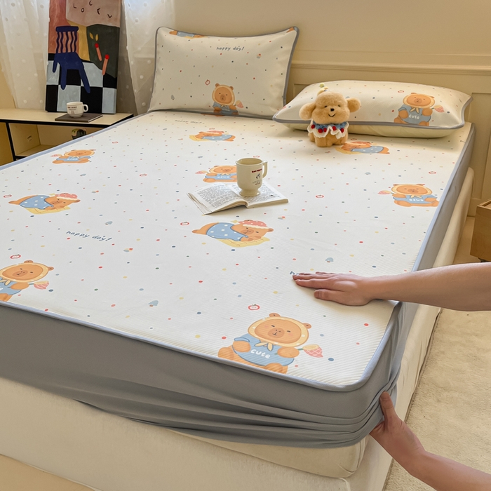 91家纺网 家纺一手货源 找家纺 （总）梵克保罗 2025新款春夏PE提花凉感丝冰丝床笠款凉席