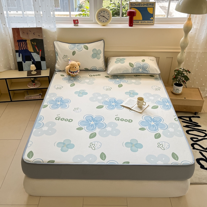 91家纺网 家纺一手货源 找家纺 （总）梵克保罗 2025新款春夏PE提花凉感丝冰丝床笠款凉席