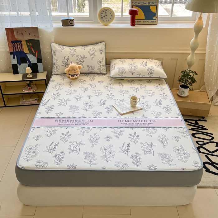 91家纺网 家纺一手货源 找家纺 梵克保罗 2025新款春夏PE提花凉感丝冰丝床笠款凉席 雅韵