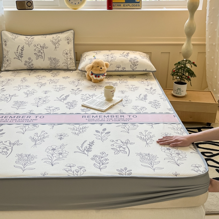 91家纺网 家纺一手货源 找家纺 梵克保罗 2025新款春夏PE提花凉感丝冰丝床笠款凉席 雅韵