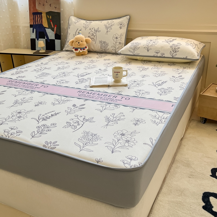 91家纺网 家纺一手货源 找家纺 梵克保罗 2025新款春夏PE提花凉感丝冰丝床笠款凉席 雅韵