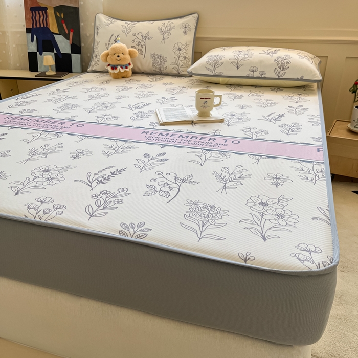 91家纺网 家纺一手货源 找家纺 梵克保罗 2025新款春夏PE提花凉感丝冰丝床笠款凉席 雅韵