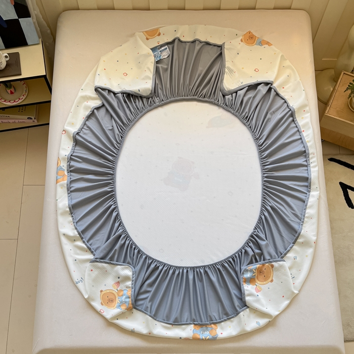 91家纺网 家纺一手货源 找家纺 梵克保罗 2025新款春夏PE提花凉感丝冰丝床笠款凉席 卡皮巴拉