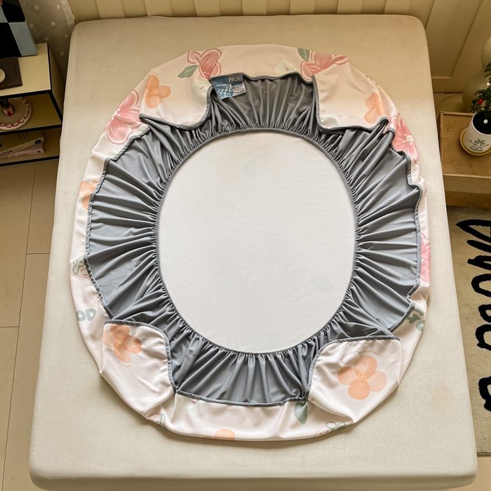 91家纺网 家纺一手货源 找家纺 梵克保罗 2025新款春夏PE提花凉感丝冰丝床笠款凉席 花兮-粉