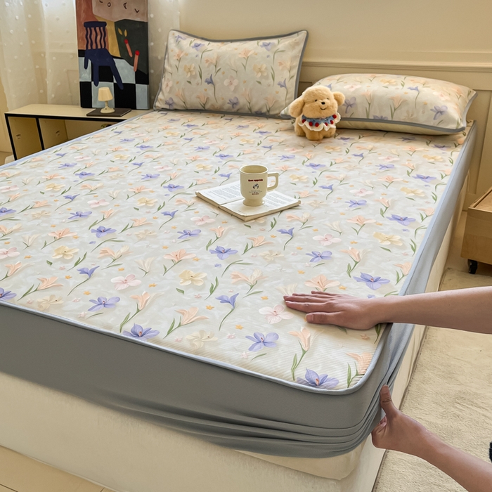 91家纺网 家纺一手货源 找家纺 （总）梵克保罗 2025新款春夏PE提花凉感丝冰丝床笠款凉席