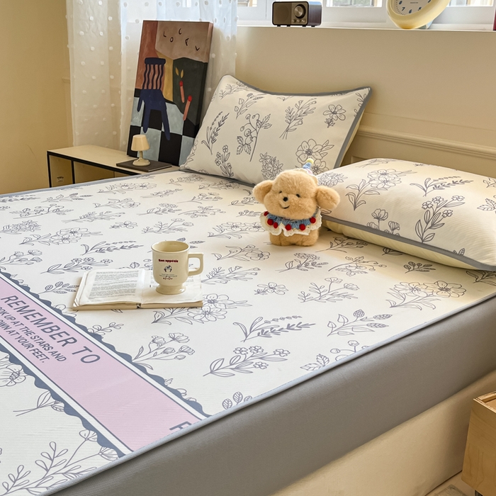 91家纺网 家纺一手货源 找家纺 梵克保罗 2025新款春夏PE提花凉感丝冰丝床笠款凉席 雅韵