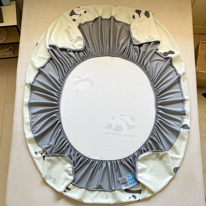 91家纺网 家纺一手货源 找家纺 梵克保罗 2025新款春夏PE提花凉感丝冰丝床笠款凉席 熊猫