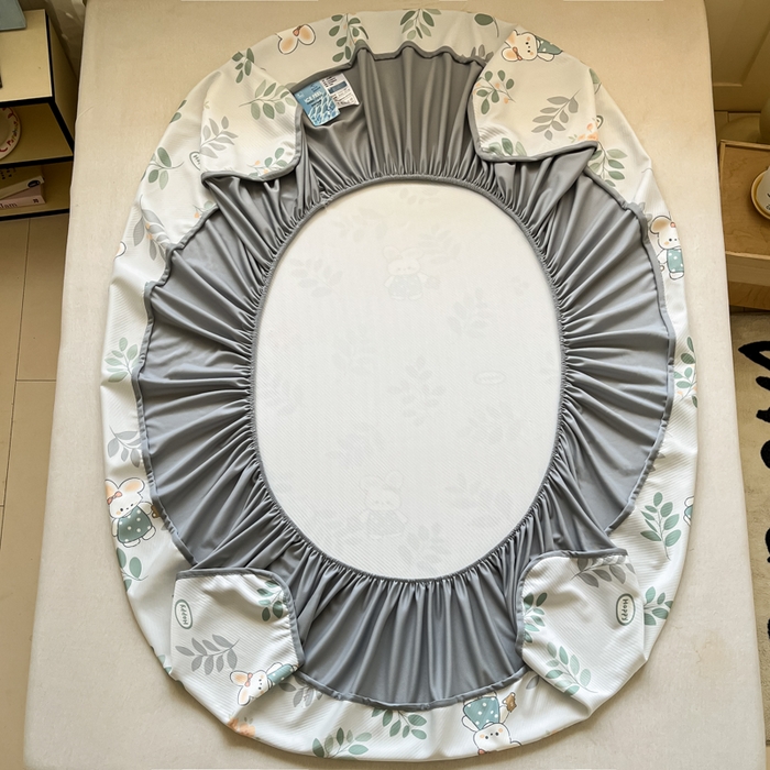 91家纺网 家纺一手货源 找家纺 梵克保罗 2025新款春夏PE提花凉感丝冰丝床笠款凉席 花间兔