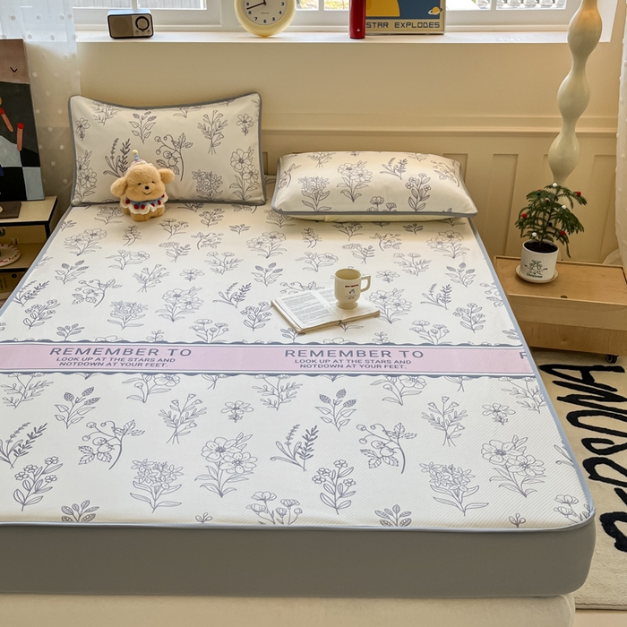 91家纺网 家纺一手货源 找家纺 梵克保罗 2025新款春夏PE提花凉感丝冰丝床笠款凉席 雅韵