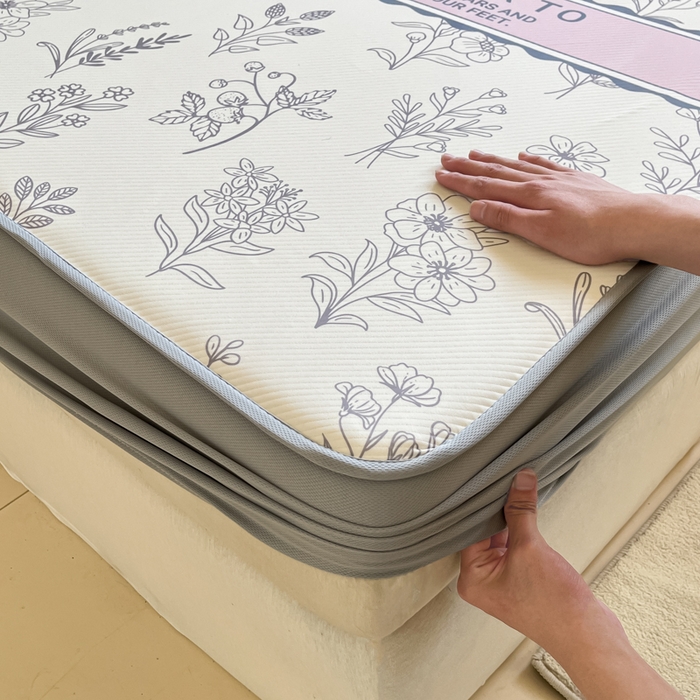 91家纺网 家纺一手货源 找家纺 梵克保罗 2025新款春夏PE提花凉感丝冰丝床笠款凉席 雅韵