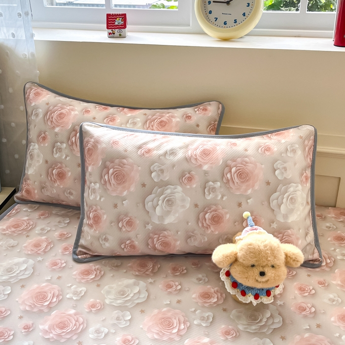 91家纺网 家纺一手货源 找家纺 梵克保罗 2025新款春夏PE提花凉感丝冰丝床笠款凉席 繁花