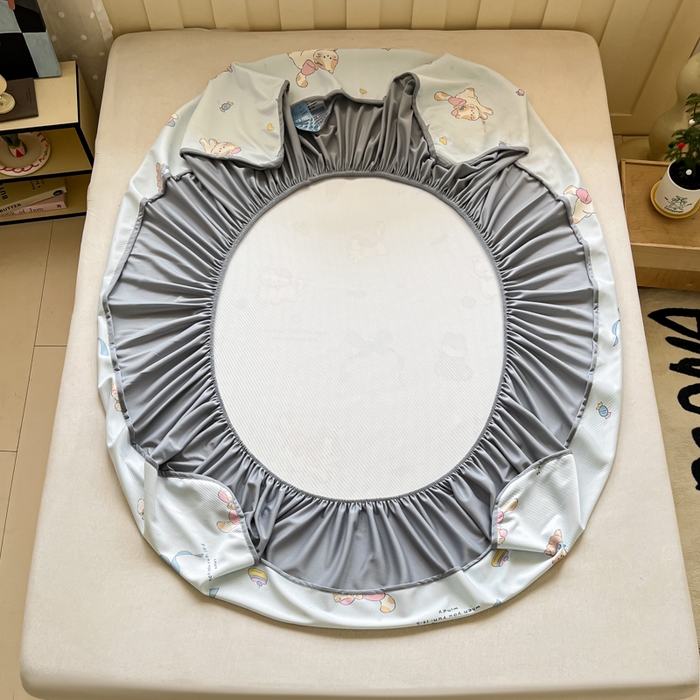 91家纺网 家纺一手货源 找家纺 梵克保罗 2025新款春夏PE提花凉感丝冰丝床笠款凉席 童趣