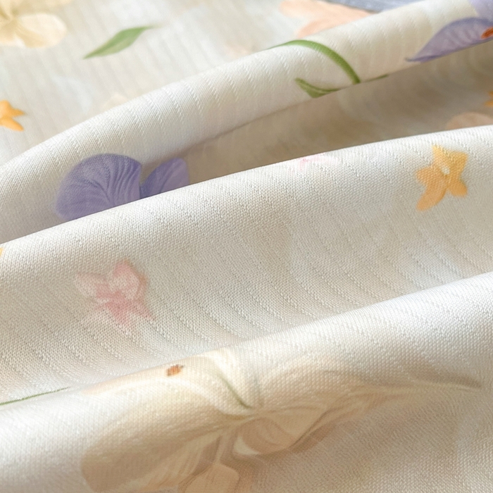 91家纺网 家纺一手货源 找家纺 梵克保罗 2025新款春夏PE提花凉感丝冰丝床笠款凉席 芬芳