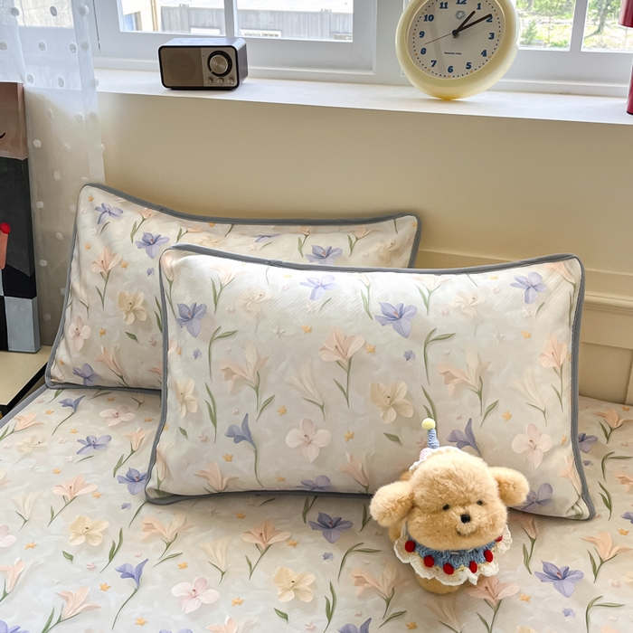 91家纺网 家纺一手货源 找家纺 梵克保罗 2025新款春夏PE提花凉感丝冰丝床笠款凉席 芬芳