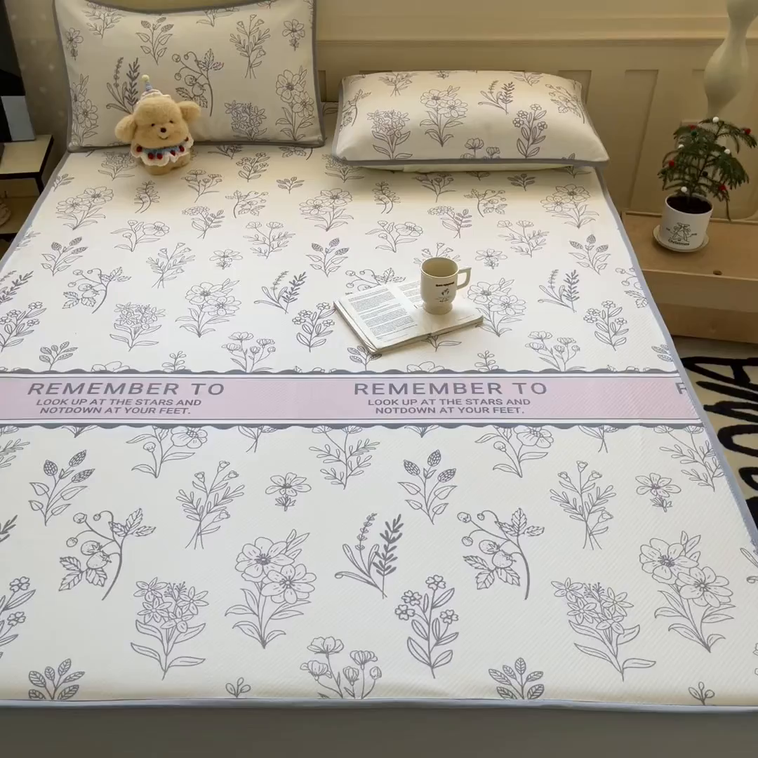 91家纺网 家纺一手货源 找家纺 梵克保罗 2025新款春夏PE提花凉感丝冰丝床笠款凉席 雅韵