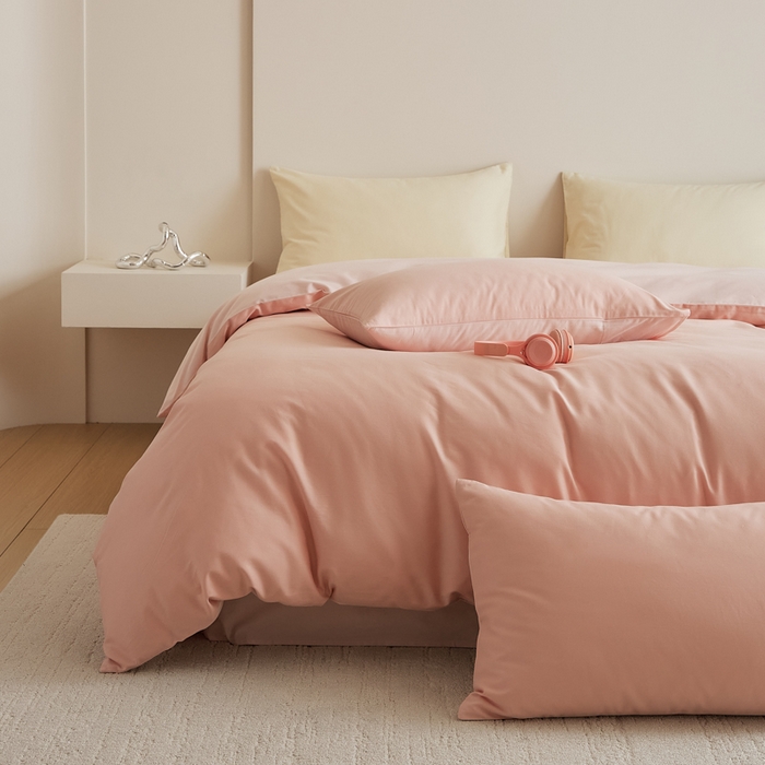 91家纺网 家纺一手货源 找家纺 （总）眷恋家纺 2025新款A类全棉贡缎磨毛双拼色四件套