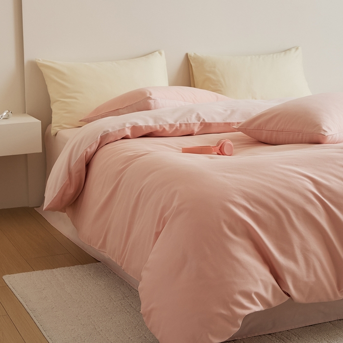 91家纺网 家纺一手货源 找家纺 （总）眷恋家纺 2025新款A类全棉贡缎磨毛双拼色四件套