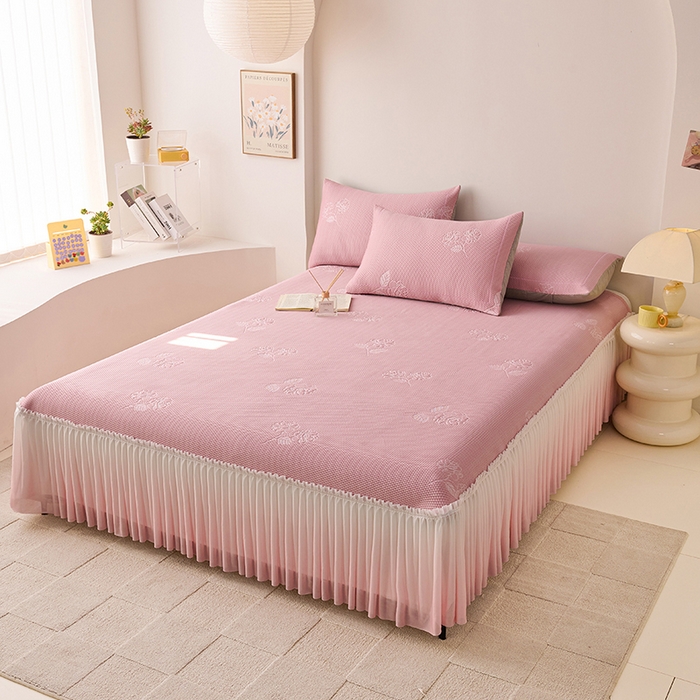 91家纺网 家纺一手货源 找家纺 （总）梵克保罗 2025新款3D冰感床裙渐变色凉席-叶叶生歌