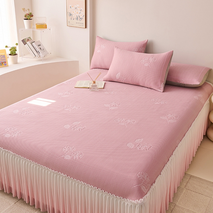 91家纺网 家纺一手货源 找家纺 （总）梵克保罗 2025新款3D冰感床裙渐变色凉席-叶叶生歌