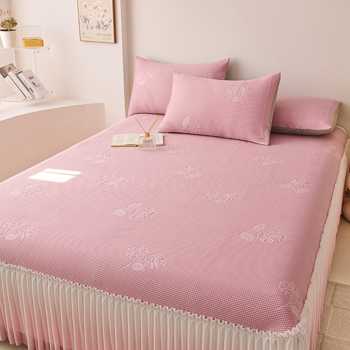 91家纺网 家纺一手货源 找家纺 （总）梵克保罗 2025新款3D冰感床裙渐变色凉席-叶叶生歌