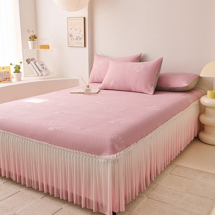 91家纺网 家纺一手货源 找家纺 （总）梵克保罗 2025新款3D冰感床裙渐变色凉席-叶叶生歌