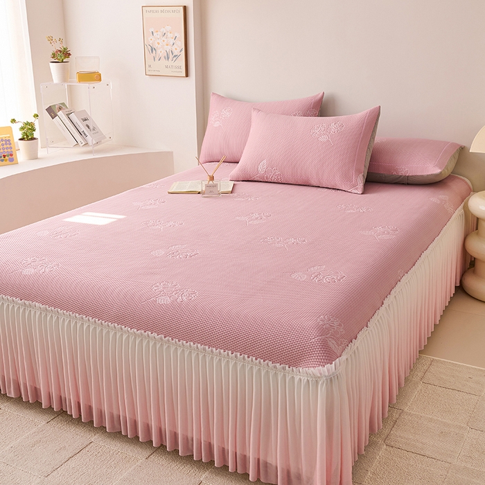 91家纺网 家纺一手货源 找家纺 （总）梵克保罗 2025新款3D冰感床裙渐变色凉席-叶叶生歌