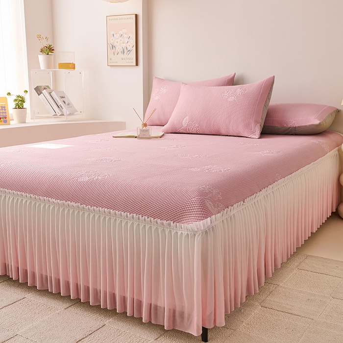 91家纺网 家纺一手货源 找家纺 （总）梵克保罗 2025新款3D冰感床裙渐变色凉席-叶叶生歌