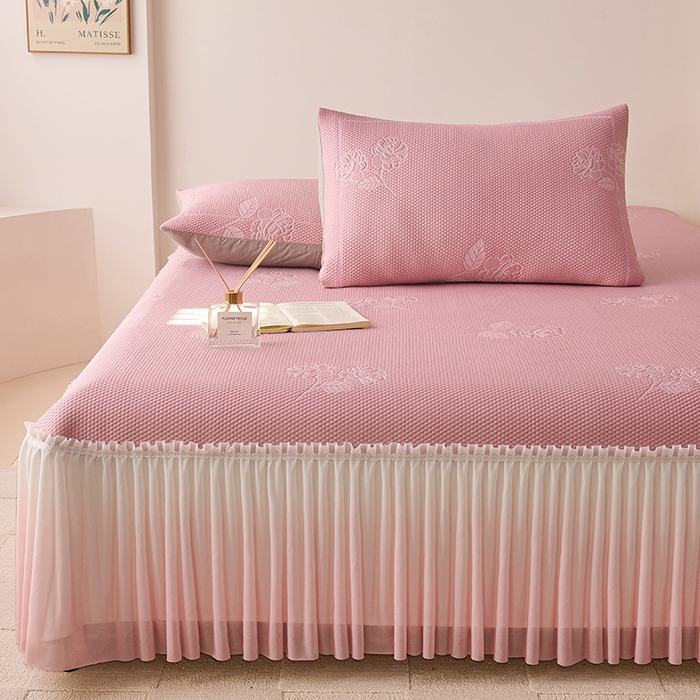 91家纺网 家纺一手货源 找家纺 （总）梵克保罗 2025新款3D冰感床裙渐变色凉席-叶叶生歌