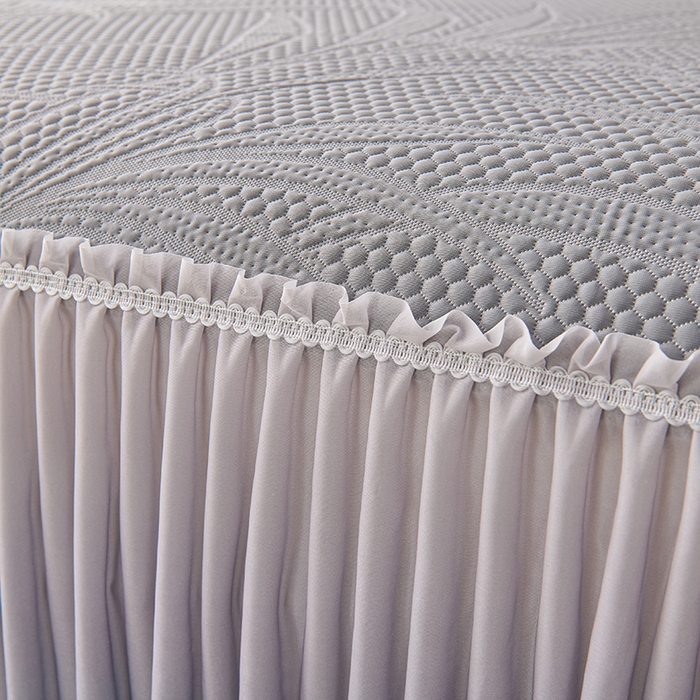 91家纺网 家纺一手货源 找家纺 梵克保罗 2025新款3D冰感床裙渐变色凉席-叶叶生歌 叶叶生歌-灰