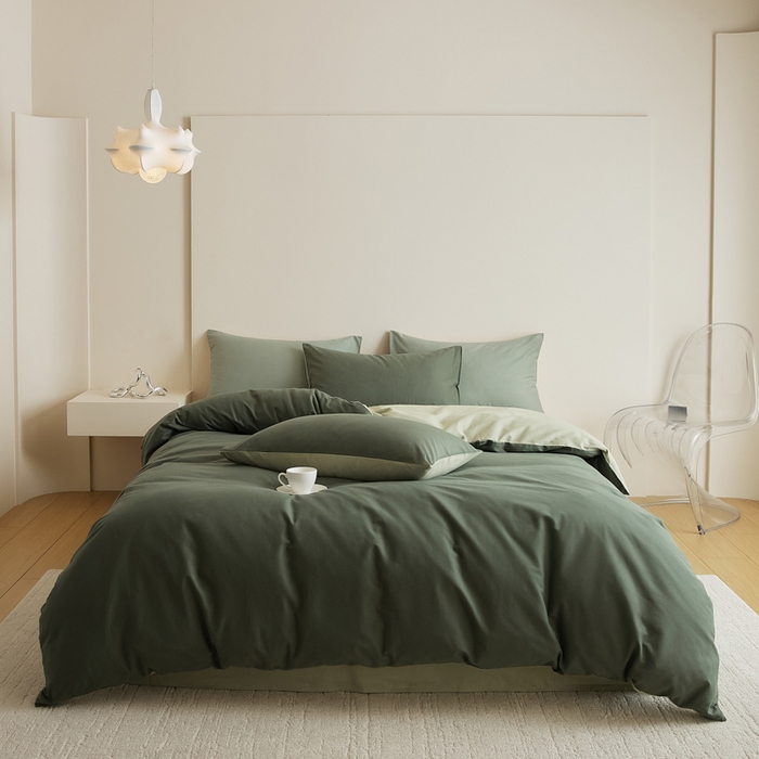 91家纺网 家纺一手货源 找家纺 （总）眷恋家纺 2025新款A类全棉贡缎磨毛双拼色四件套