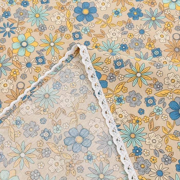 91家纺网 家纺一手货源 找家纺 梵克保罗 2025新款春夏原棉鱼骨棉老粗布花边印花床单软凉席三件套 陌上花吟