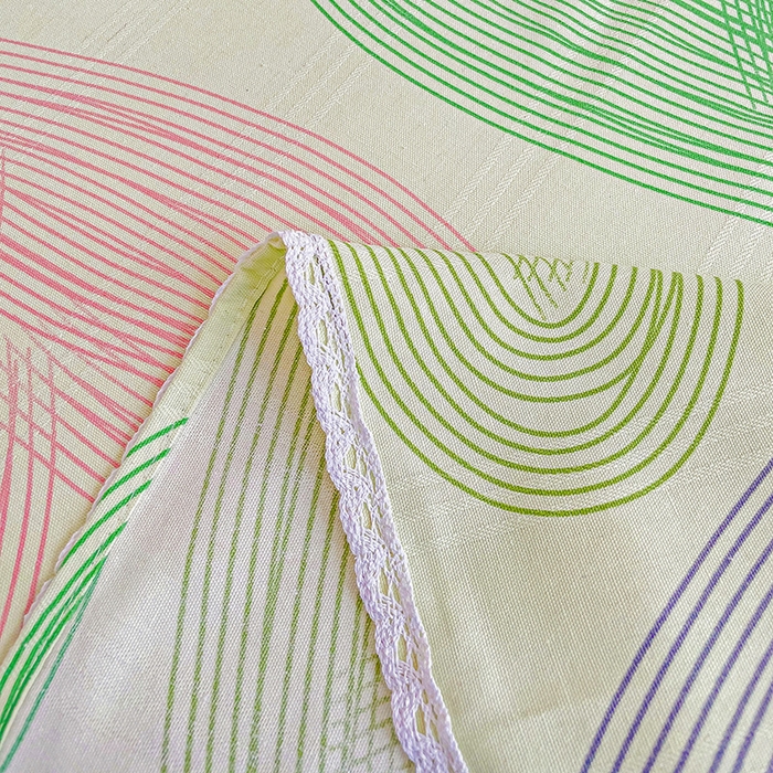 91家纺网 家纺一手货源 找家纺 梵克保罗 2025新款春夏原棉鱼骨棉老粗布花边印花床单软凉席三件套 心动-绿