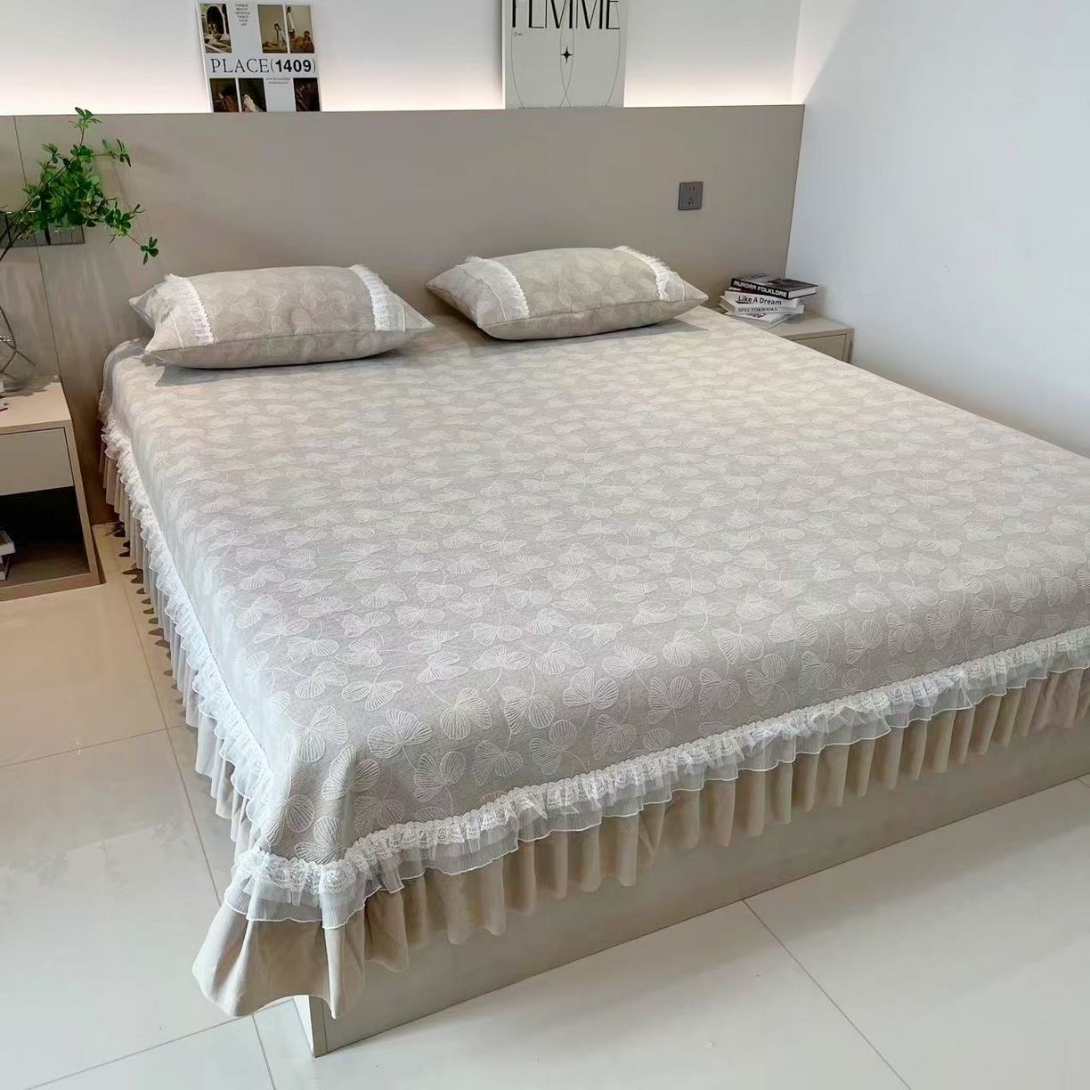 91家纺网 家纺一手货源 找家纺 （总）峻杨 2025新款高支雪尼尔大尺寸防滑床用床盖炕单精致高端可定做尺寸-三叶草