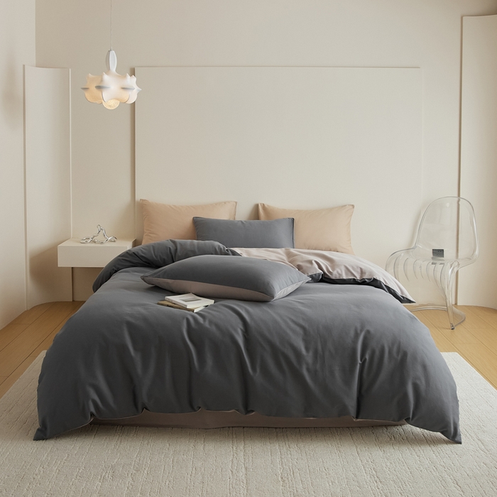 91家纺网 家纺一手货源 找家纺 （总）眷恋家纺 2025新款A类全棉贡缎磨毛双拼色四件套