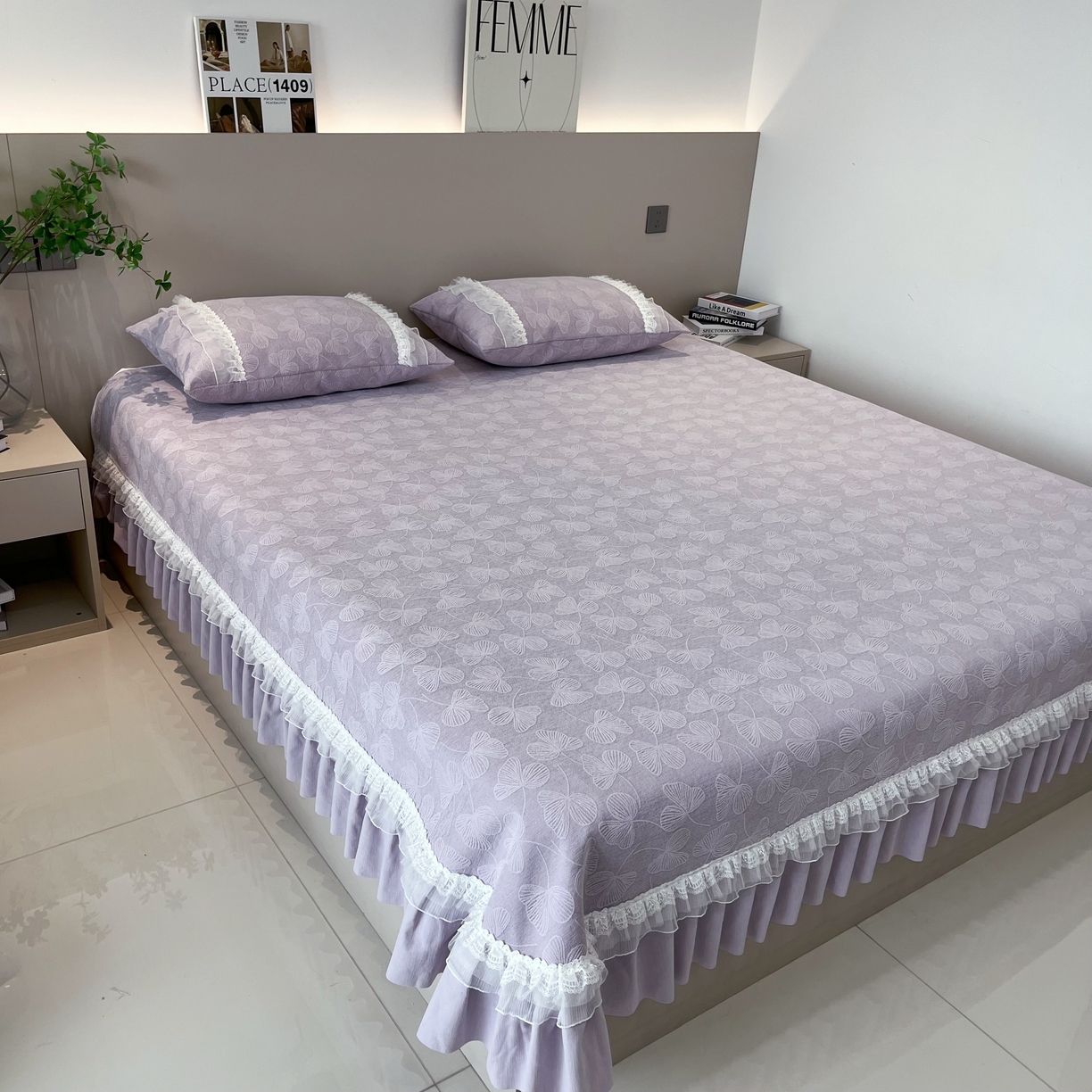 91家纺网 家纺一手货源 找家纺 （总）峻杨 2025新款高支雪尼尔大尺寸防滑床用床盖炕单精致高端可定做尺寸-三叶草