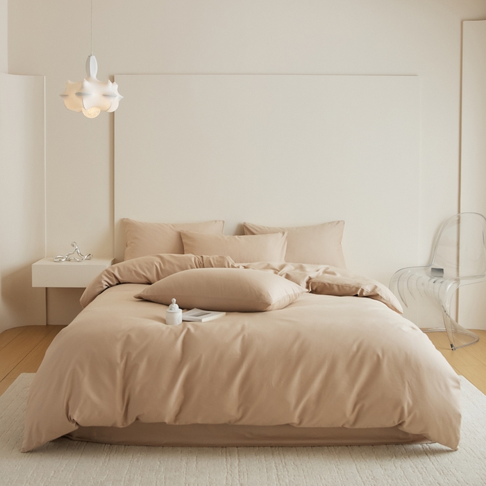 91家纺网 家纺一手货源 找家纺 （总）眷恋家纺 2025新款A类全棉贡缎磨毛双拼色四件套