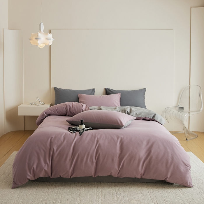 91家纺网 家纺一手货源 找家纺 （总）眷恋家纺 2025新款A类全棉贡缎磨毛双拼色四件套