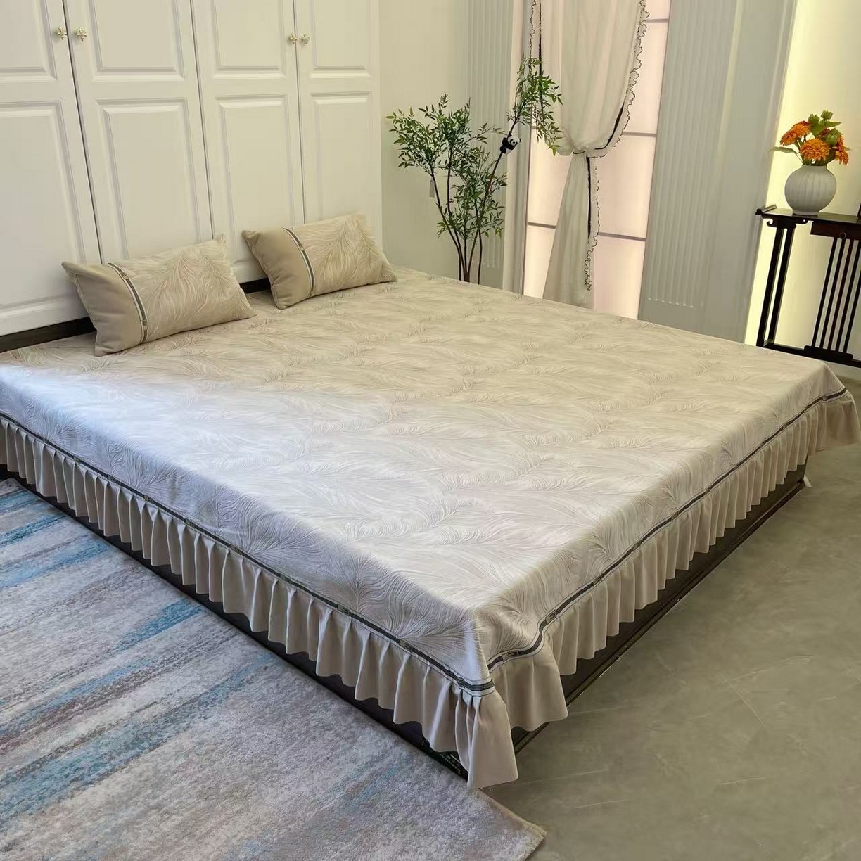 91家纺网 家纺一手货源 找家纺 （总）峻杨 2025新款高支高密雪尼尔柔软亲肤床用床盖炕单高端轻奢四季可用-时光梦境