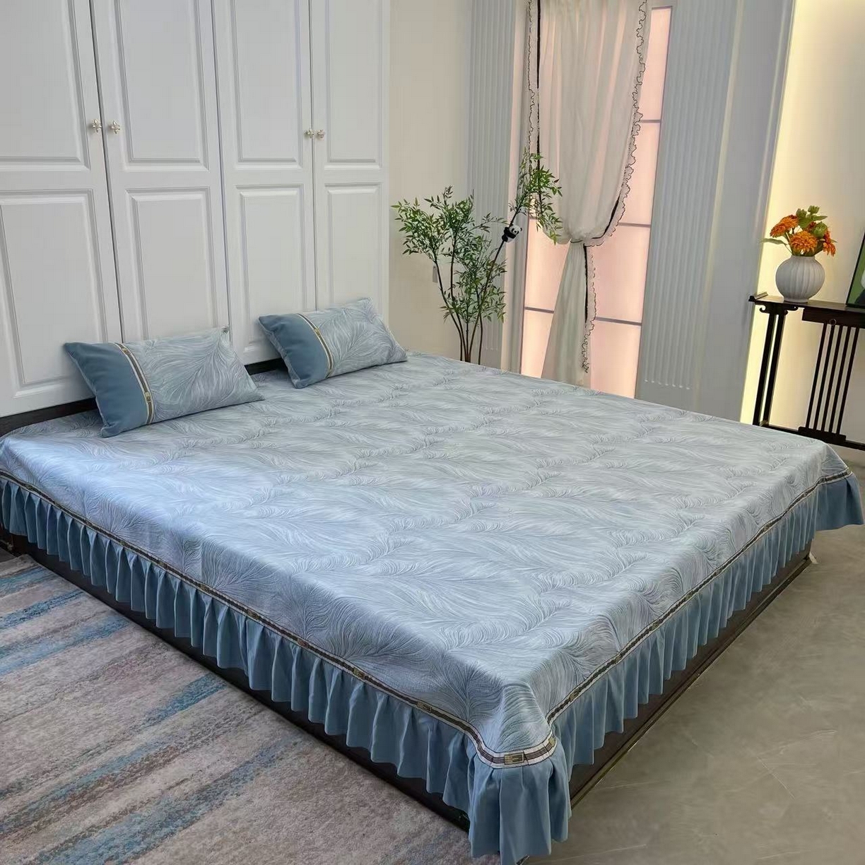 91家纺网 家纺一手货源 找家纺 （总）峻杨 2025新款高支高密雪尼尔柔软亲肤床用床盖炕单高端轻奢四季可用-时光梦境