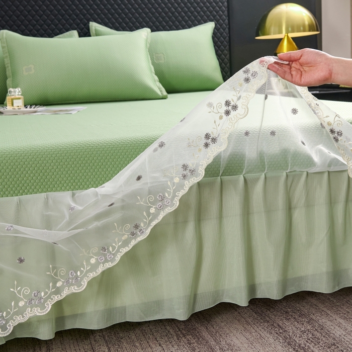 91家纺网 家纺一手货源 找家纺 （总）梵克保罗 2025新款凉感因子母婴级凉感丝豆豆席床裙款