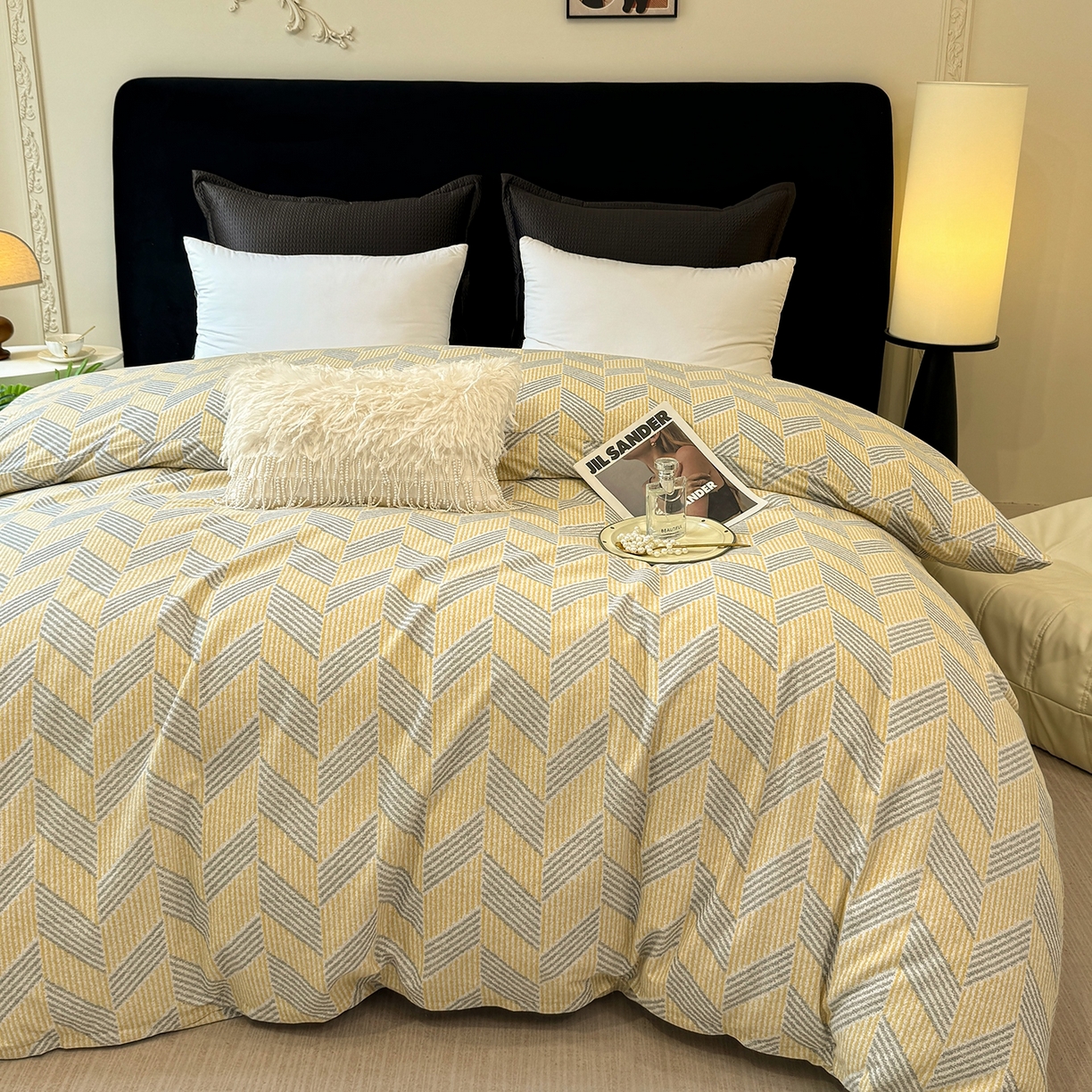 91家纺网 家纺一手货源 找家纺 壹贝家纺 2025新款A类100%全棉纯棉磨毛被套单被套被套单件 施华-灰