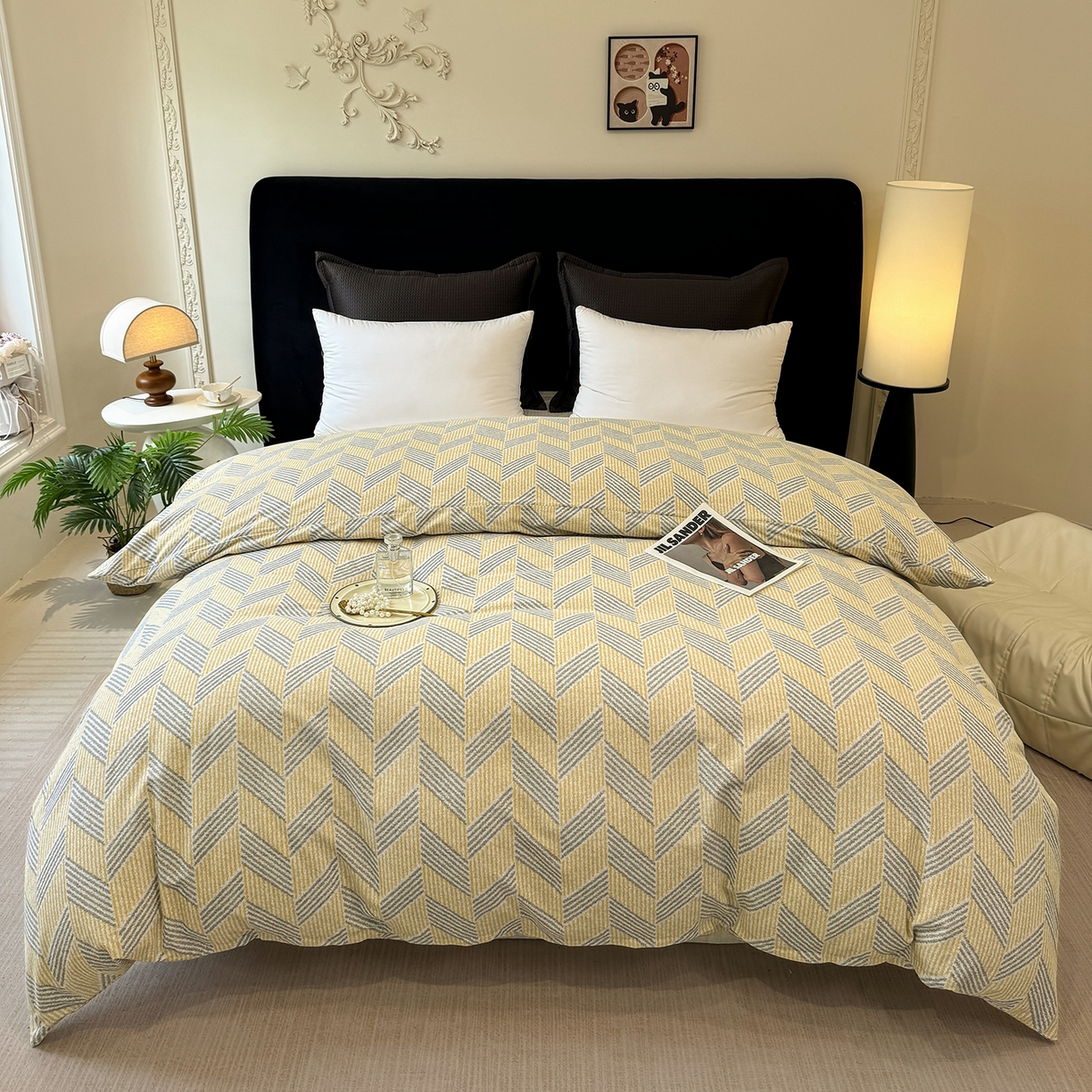 91家纺网 家纺一手货源 找家纺 壹贝家纺 2025新款A类100%全棉纯棉磨毛被套单被套被套单件 施华-灰