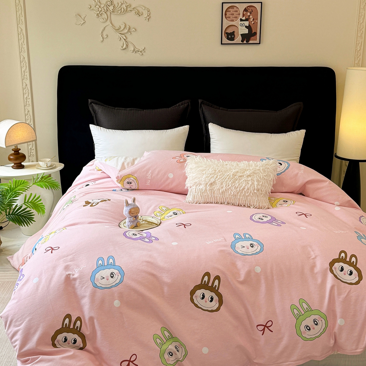 91家纺网 家纺一手货源 找家纺 壹贝家纺 2025新款A类100%全棉纯棉磨毛被套单被套被套单件 拉多-粉