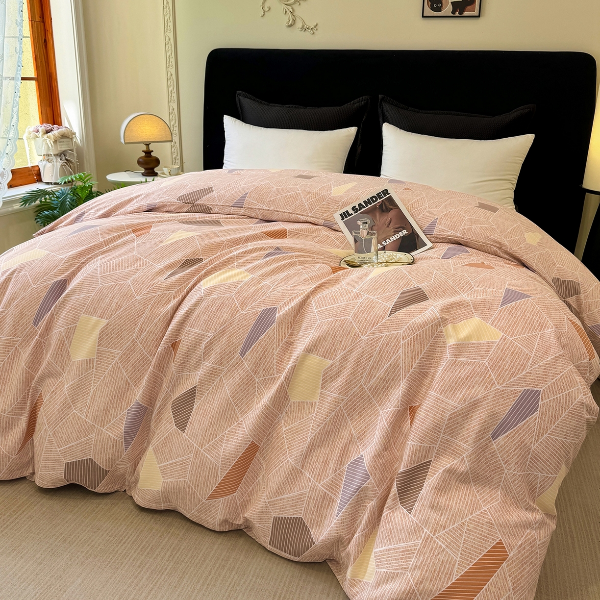 91家纺网 家纺一手货源 找家纺 壹贝家纺 2025新款A类100%全棉纯棉磨毛被套单被套被套单件 记忆碎片-咖